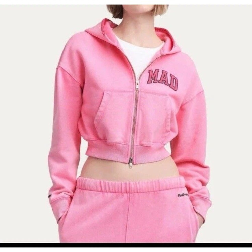 GAP x MadHappy Cropped Hoodie Large Pink NWT 2-Way Zip Limited Collab MSRP $108